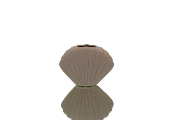 071250, Yiwu Ba., Ceramic Clam Vase Pale Mauve