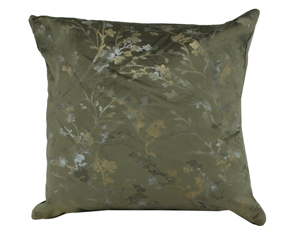 Metallic Floral Print Fabric Cushion Cover