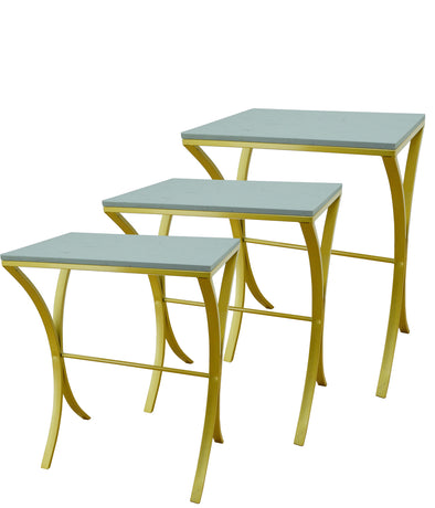 5502-5323 Nesting Side Tables Metal w Marble Large