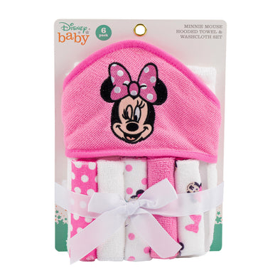 55545, Disney, Minnie Mouse 6Pc Hooded Towel & Washcloth Set