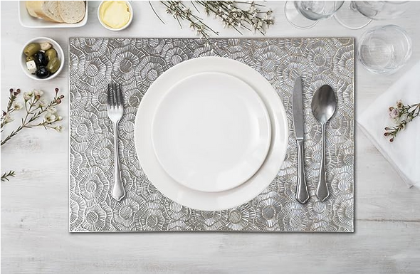 Adrianna 4pc Place Mat (12X18 IN Silver)
