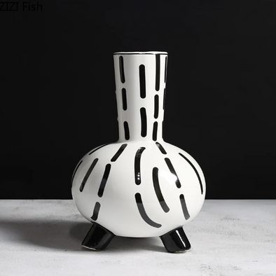 Ceramic Vase-Black/White
