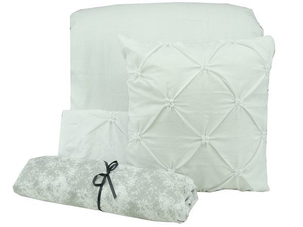 Ryderwood - 10Pc Queen Crinkle BIB Comforter Set - White