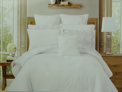 Ryderwood - 10Pc King Crinkle BIB Comforter Set - White