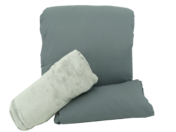 Modern Home - Rochland 8Pc Queen BIB Comforter w/Throw Grey/Silver