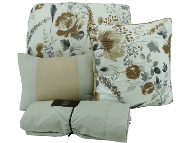 Forrest Lake - Ethan 11Pc Queen BIB Comforter Set Taupe