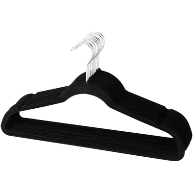 Elle Decor 10pk Non-Slip Velvet Hangers-Black