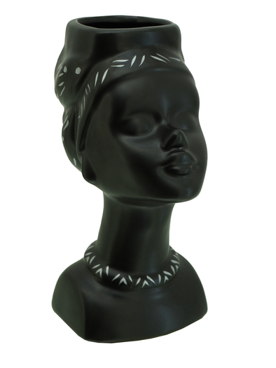 Ceramic Vase Large African Lady-Black