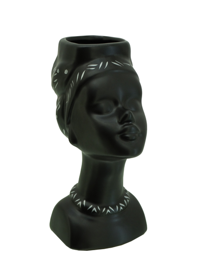 Ceramic Vase Medium African Lady-Black