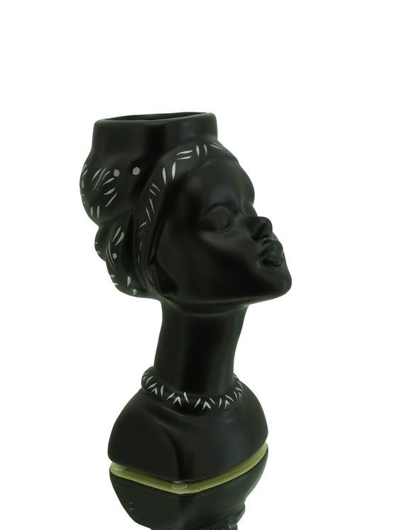 Ceramic Vase Medium African Lady-Black