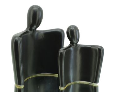 2pc Ceramic Decoration Modern Art Set -Black