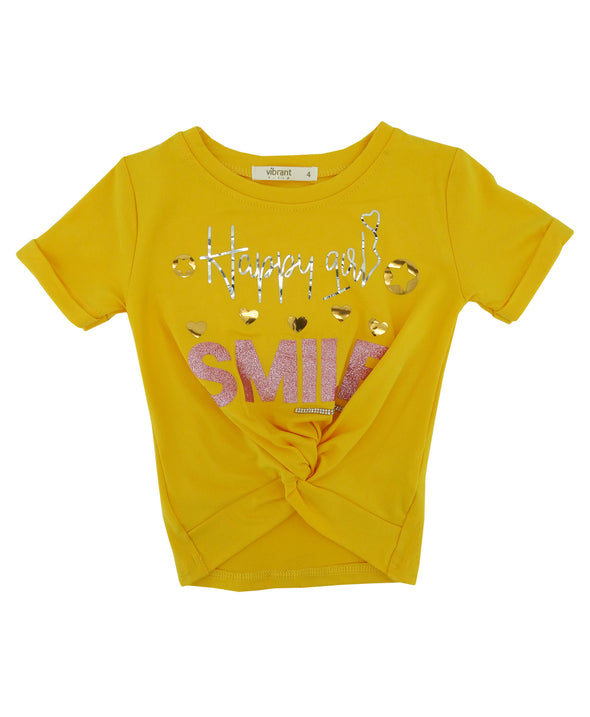 Girls' Vibrant VIP, S/Sleeve Knot Front Top