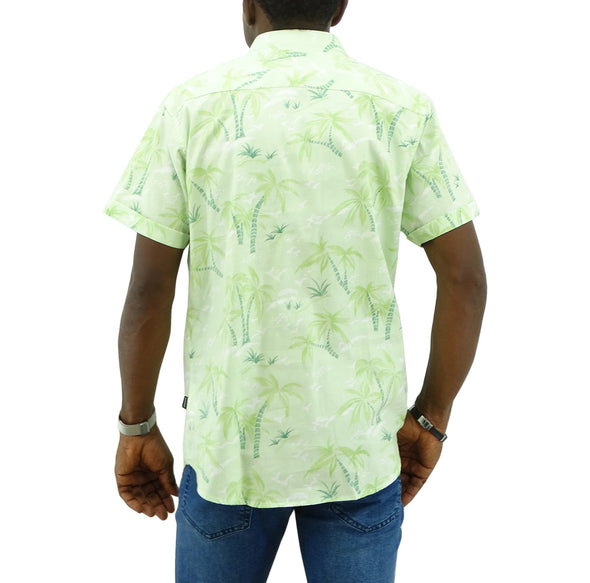 Men's Jordache, Slim Fit White/Green Printed Casual Shirt