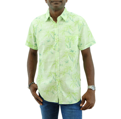 Men's Jordache, Slim Fit White/Green Printed Casual Shirt