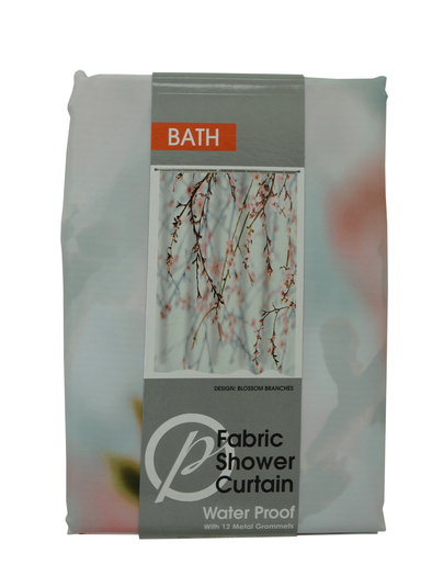 5408-7289,Blossom Branches Fabric Shower Curtain With 12 Metal Grommets