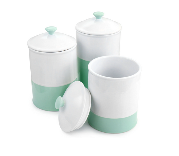 9737906, Stoneware 3pc Canister With Lid Set