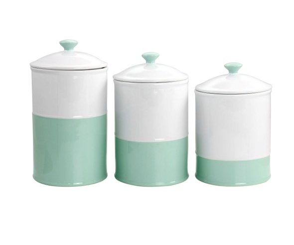 9737906, Stoneware 3pc Canister With Lid Set