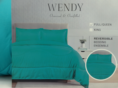 3PC Wendy Reversible Bedding Ensemble Full/Queen Comforter Set (Teal)