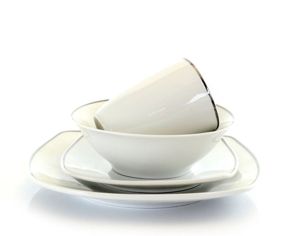 12427616, GH - Zen Platinum, 16Pc Fine Ceramic Dinnerware Set
