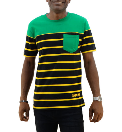Men's Jamaica Colors T-Shirt With Green Chest Pocket