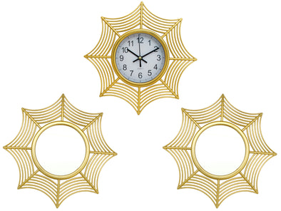 672823, 3 Piece Decorative Clock With Wall Mirror Set