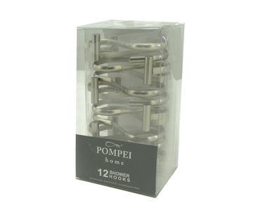 001105, Pompei Home, Lynn- 12pc Shower Hook -Satin Nickel