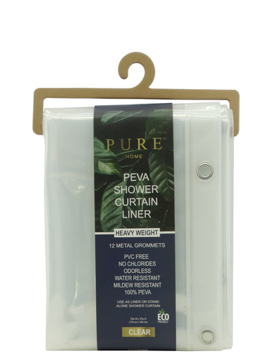 001792, Pure Home, Peva Shower Curtain Liner - Clear