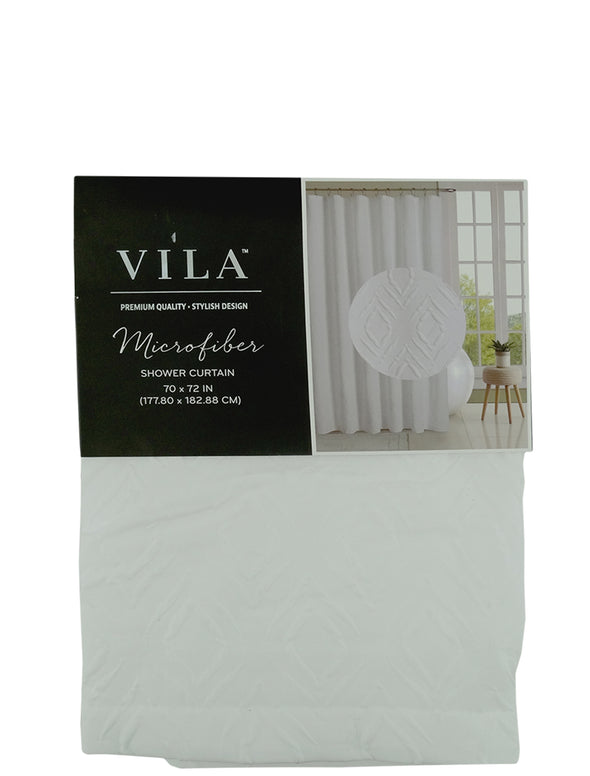 003451, Villa, Amelia- Microfiber Shower Curtain 70x72 - White