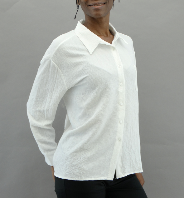 Jon & Anna - Ladies' Knit Oversized Button Down Shirt - White (S-XL)