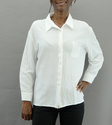 Jon & Anna - Ladies' Knit Oversized Button Down Shirt - White (S-XL)