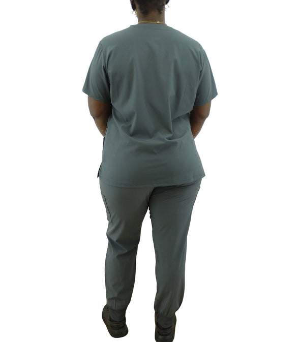 1384PEWTER, Scrubaid, 2pc Jogger Pants Scrub Set-Pewter (S-2XL)