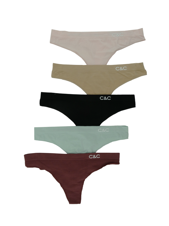 Ladies' C&C California 5PK Thong Panties
