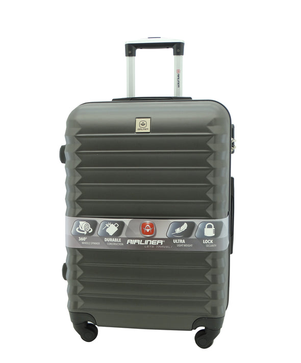 24" Airliner, Medium Hardshell Spinner Suitcase-Dark Grey
