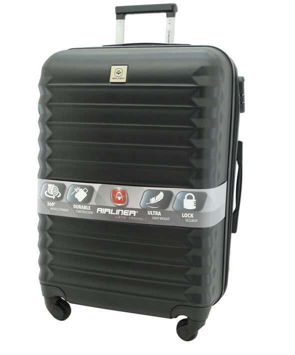 1597BK1, 24" Airliner, Medium Hardshell Spinner Suitcase - Black