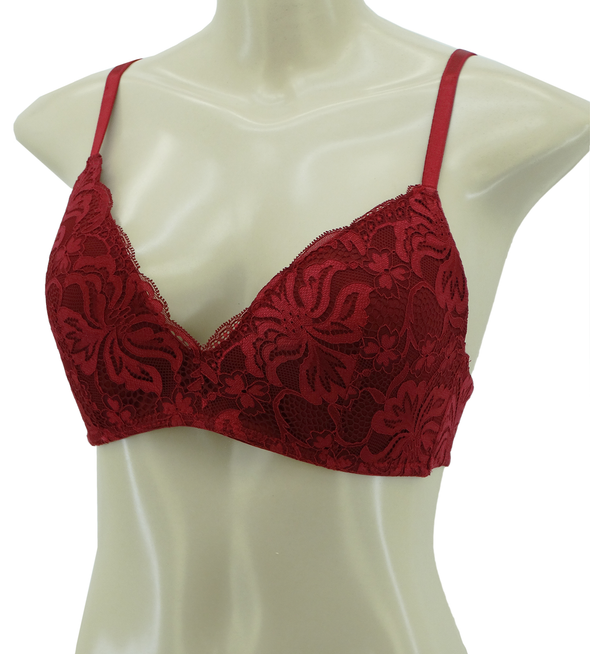 Ladies' Kathy Ireland Tag Free 2Pk Push-Up Bras (Cranberry)