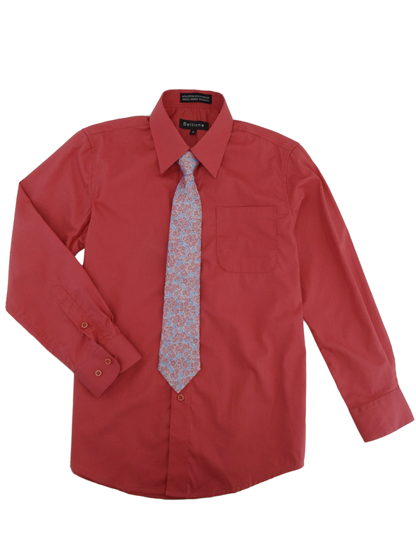 365-800 Bellinne Boys L/S Dress Shirt w/ Tie  Size (8-20)