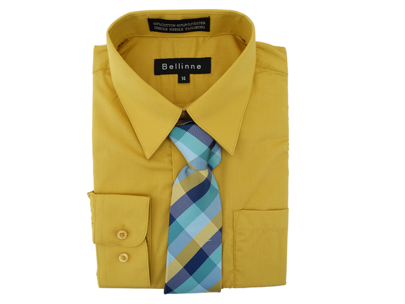 365-800 Bellinne Boys L/S Dress Shirt with tie  Size (8-20)