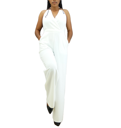 37474R, Milk & Honey Halter Neck Jumpsuit W/Contrast Tie and Trim