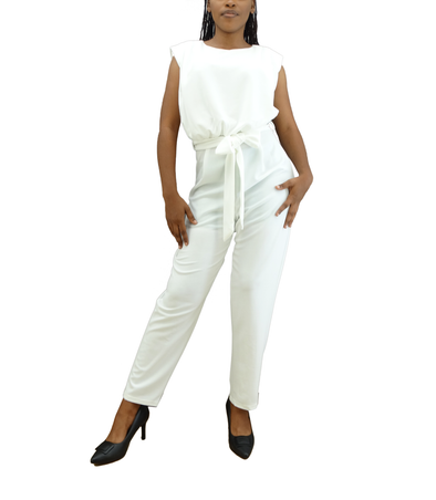 39185R, Milk & Honey - Women's Sleeveless Jumpsuit w/Tie Belt