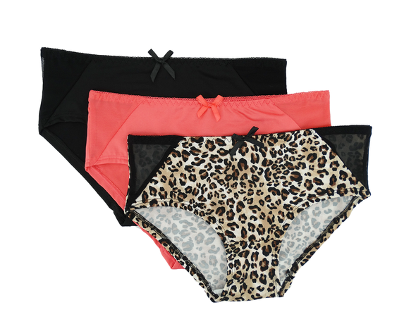 3PKBL1682, Lady Princess 3Pk Women Panties (Leopard Print)