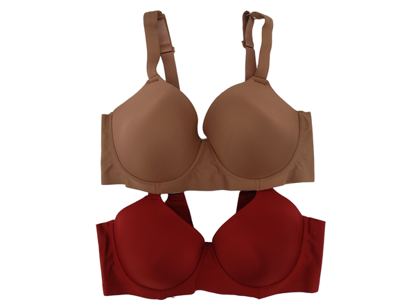 591270FF2HAN, STRM Line Women's 2pk Bra- Red/Mocha (38C-40DD)