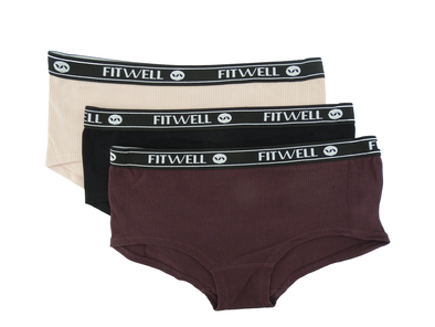 6474503HH, Fitwell, Women's 3pk Boyshort Seamless Rib Panty ( S/M - L/XL)