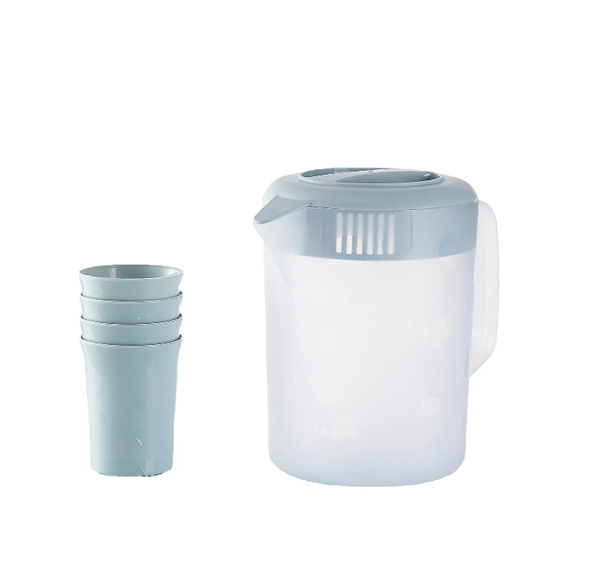 65243804, JL, Water Jug 5pc Set 2.5L Plastic Frosted -Asstd