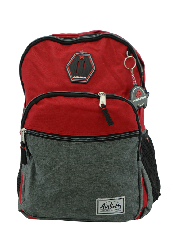 667966 Airliner Backpack w Laptop Sleeve Red Grey Maxie Department Store