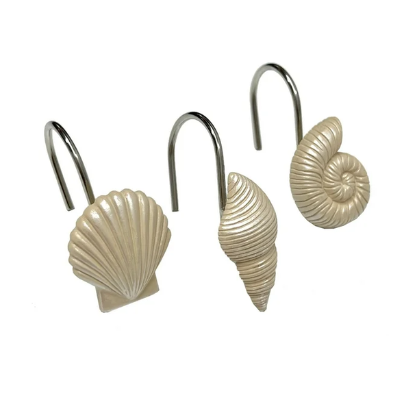 739695, Coastal Collection, Sea Shell- 12pc Shower Hook- Ivory