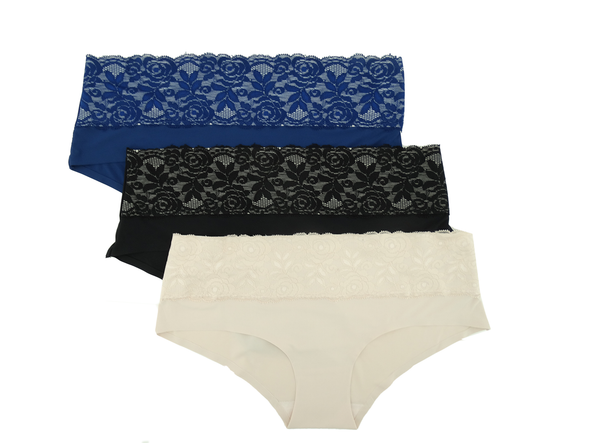 773123HFB,  Prima Valentina, Women's 3pk Belle Bonded Lace Panties (S-XL)