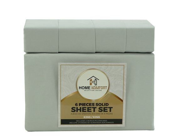 80228564, Home Komfort, 6pc Microfiber Sheet Set -King