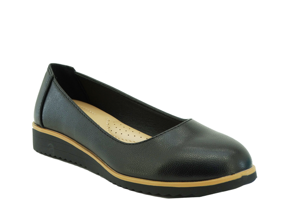 81144101070, Pierre Dumas, Willa1 - Women's Low Wedge Flat Shoes - Black