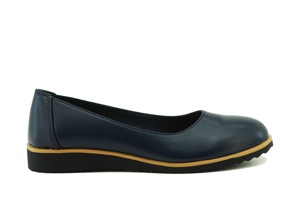 81144132070, Pierre Dumas, Willa1 - Women's Low Wedge Flat Shoes - Navy-Blue