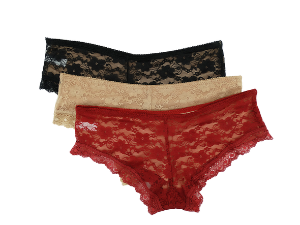 8480723HIT, Prima Valentina, Women's 3pk Lace Panties (S-XL)